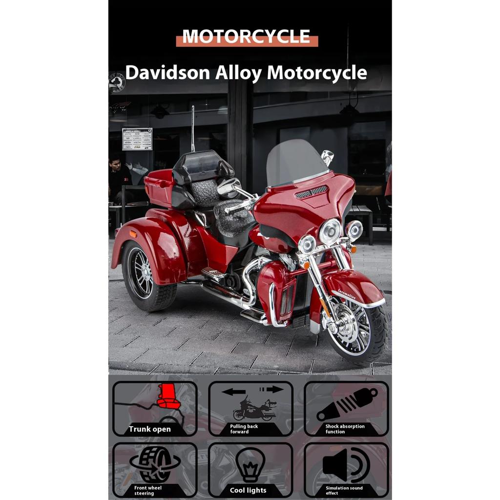 1/9 DAVIDSON Alloy Die Cast Motorcycle Model Simulation Sound Light Children's Toys Boys Birthday Gift