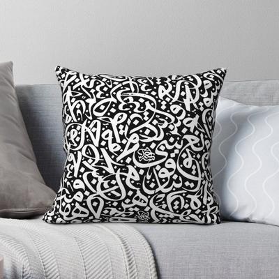 Abstract Arabic Calligraphy Square Pillowcase Polyester Linen Velvet Pattern Zip Decorative Home Cushion Case 45X45