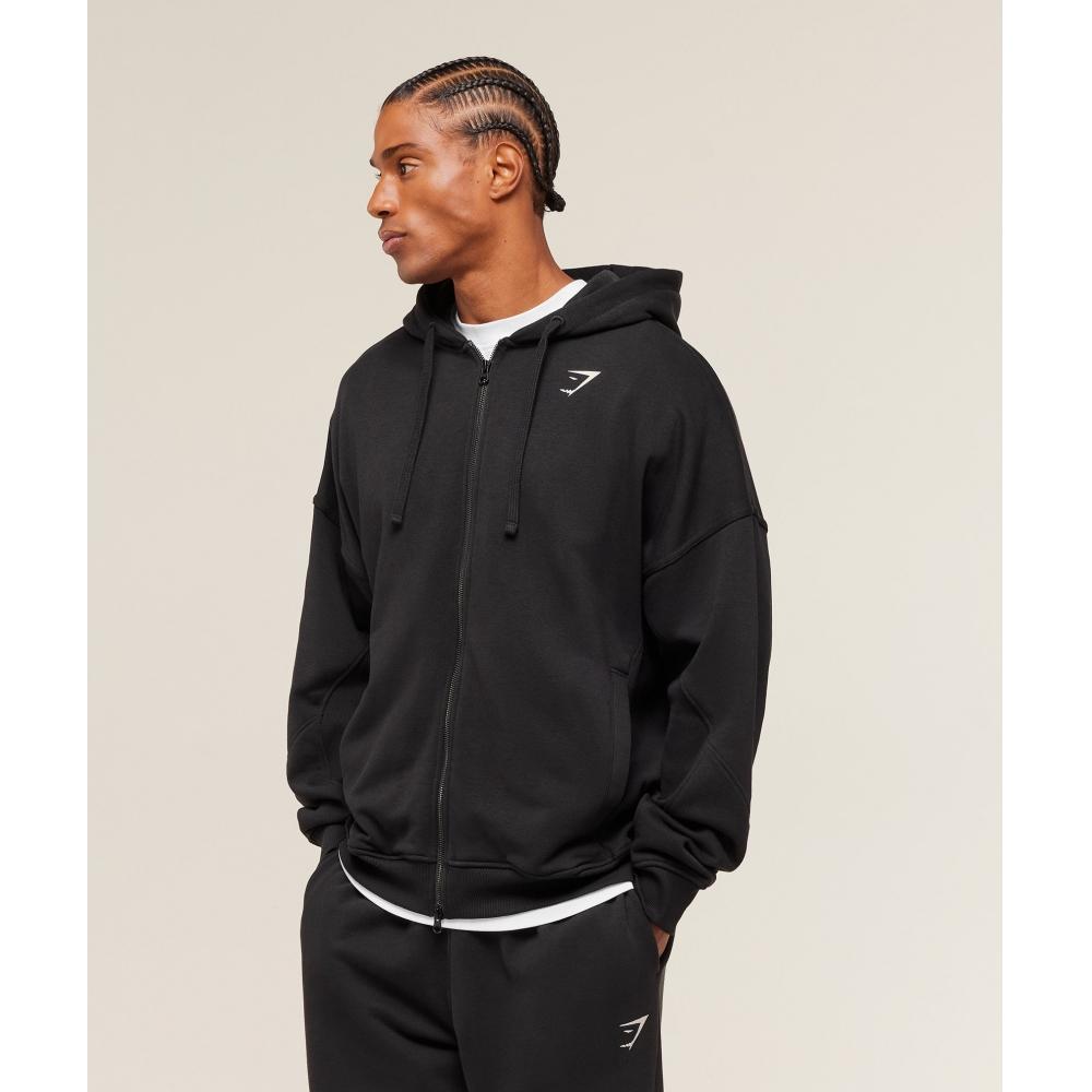 Gymshark Power Zip Up Hoodie Black Oat White A4b9t Bc2v
