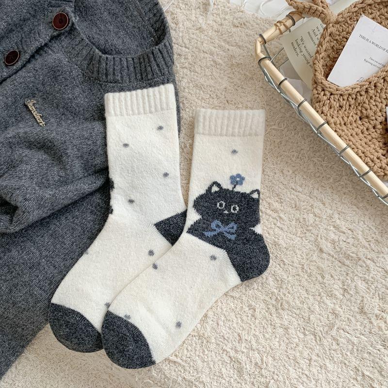 

Женские осенне-зимние утолщенные теплые носки средней длины из щенячьей шерсти 1 pair