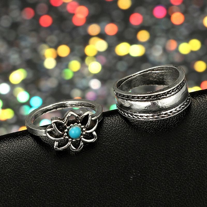 Silver Retro Punk Boho Ring Set 08