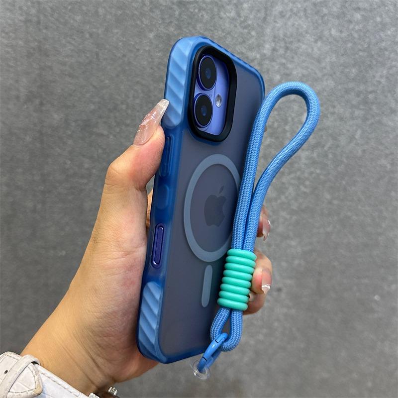 17 Pro For Magsafe Case for iPhone 17 16 15 14 13 Pro Max Plus With Wristband Lanyard Transparent Hard Wireless Chargeing Cover