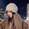 Women's Korean Style Autumn and Winter Warm Knitted Woolen Hat Ladies Fashion Slouchy Pullover Hat