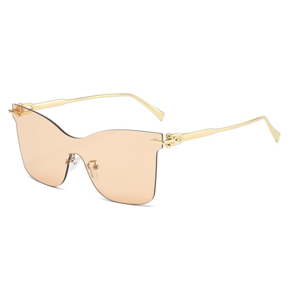New Luxury Retro Frameless Gradient Cat Eye Sunglasses UV400 Protection Punk One Piece Lens Design for Women Men