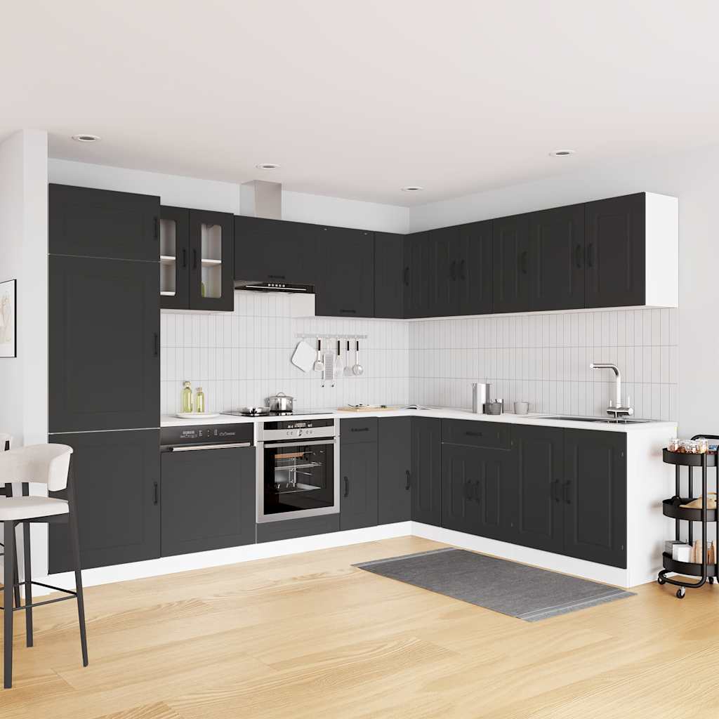 Vidaxl Set di Mobili da Cucina Kalmar, 14 Pezzi, Nero