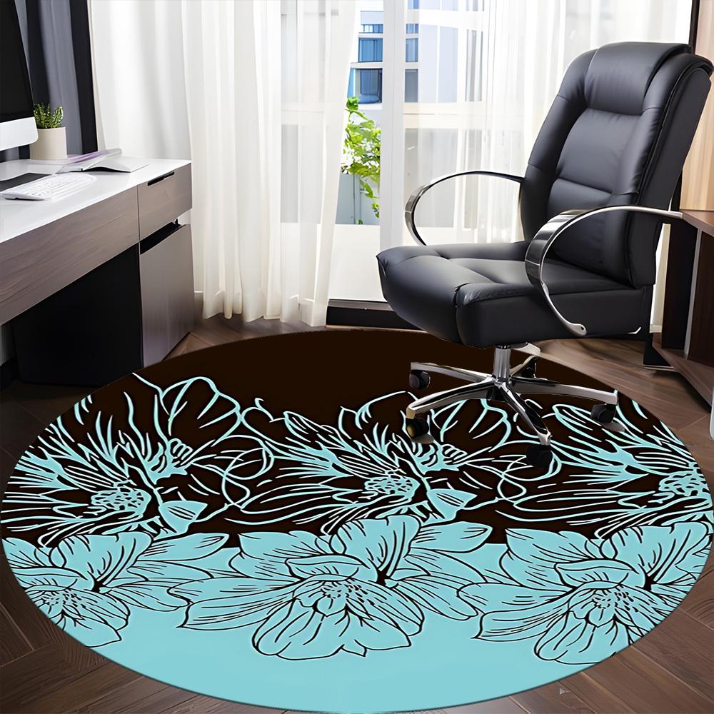 1pc Floral Pattern Office Round Rug, Non-slip, Soft and Durable Office Rug for Interior Decoration, Perfect for Office, Beautiful Decoration Yy2603120