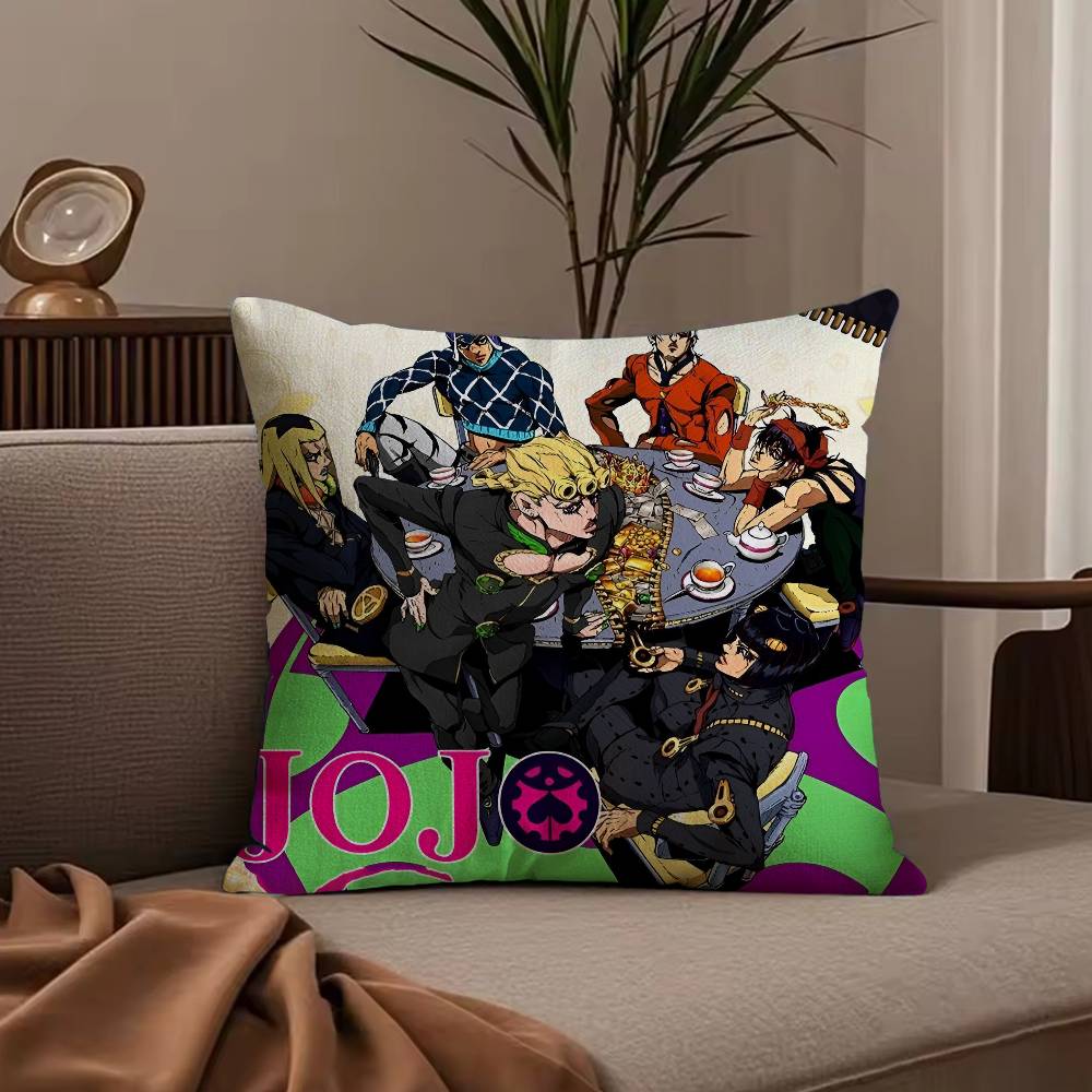 Anime j-jojo family Pillow Case Anti-dustmite Pillowcase Invisible zipper silky short plush Sofa cushion cover