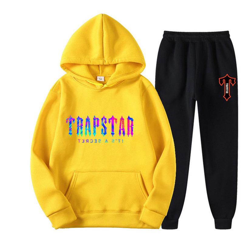 2023 New Letter Printing Men's and Women's Multi-color Warm Two-piece Set Loose Hoodie + Pants Jogging Set