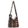 New Winter Autumn Plaid Furry Crossbody Bag Women Large Capacity Retro Shoulder Tote Bucket Bag Simple and Versatile Storage Bag