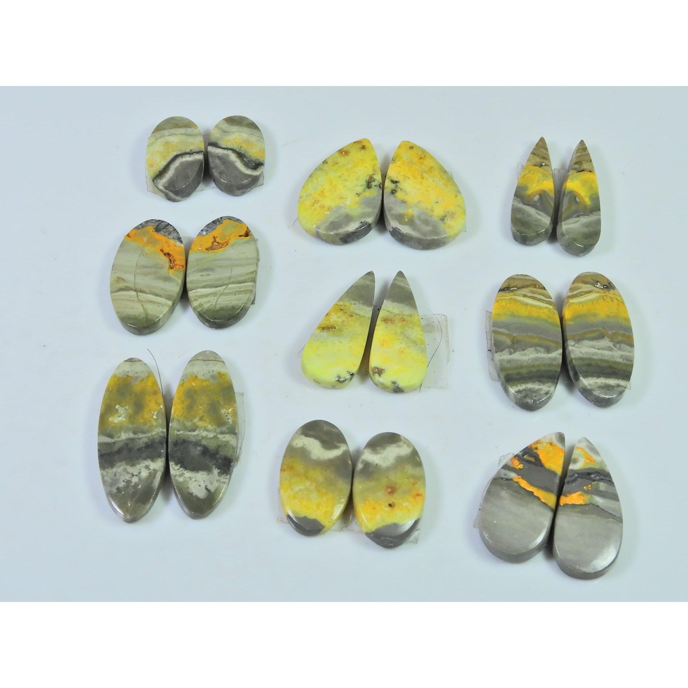 

15-25 ММ Натуральный Яшма Шмель Пара Микс Кабошон Драгоценный камень 09 Лот Пар C-747