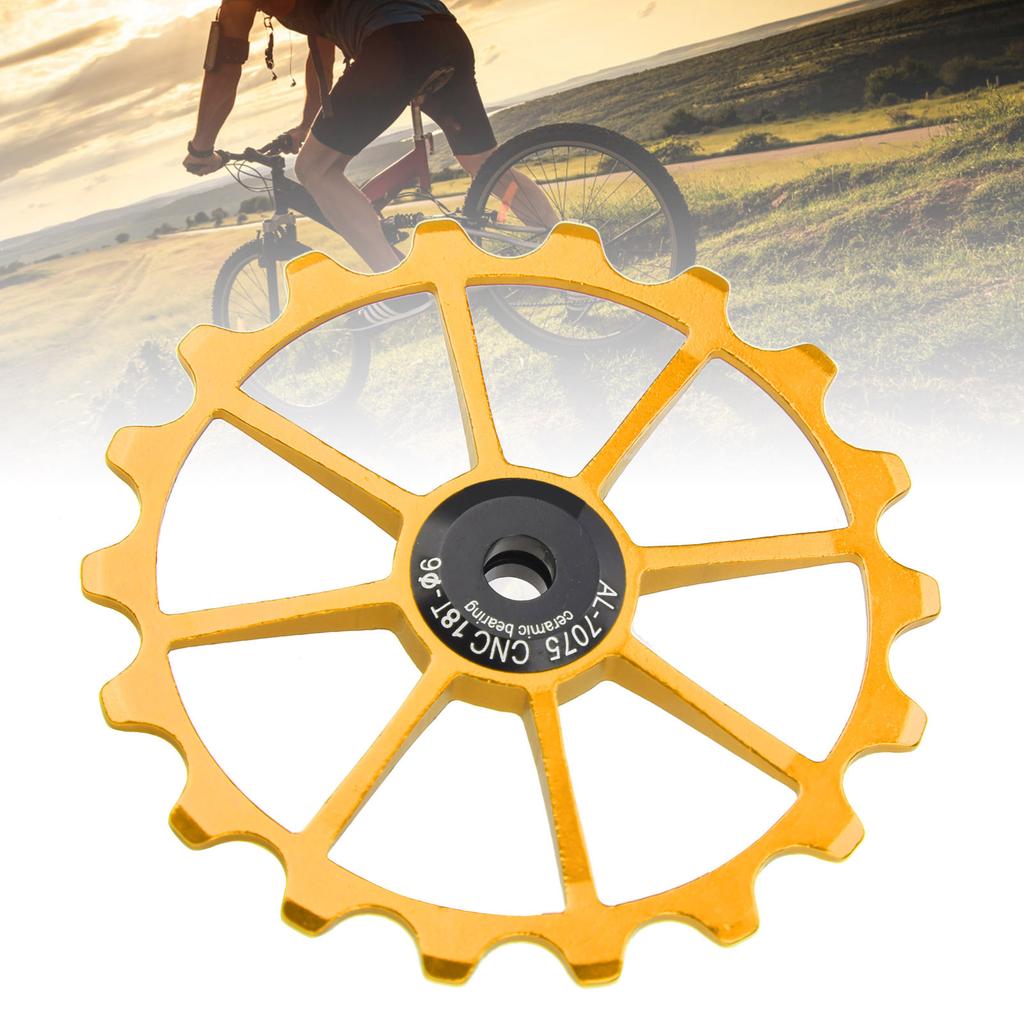 MEIJUN 18T Mountain Bike Ceramic Bearing Aluminum Alloy Rear Derailleur Pulley WheelGold