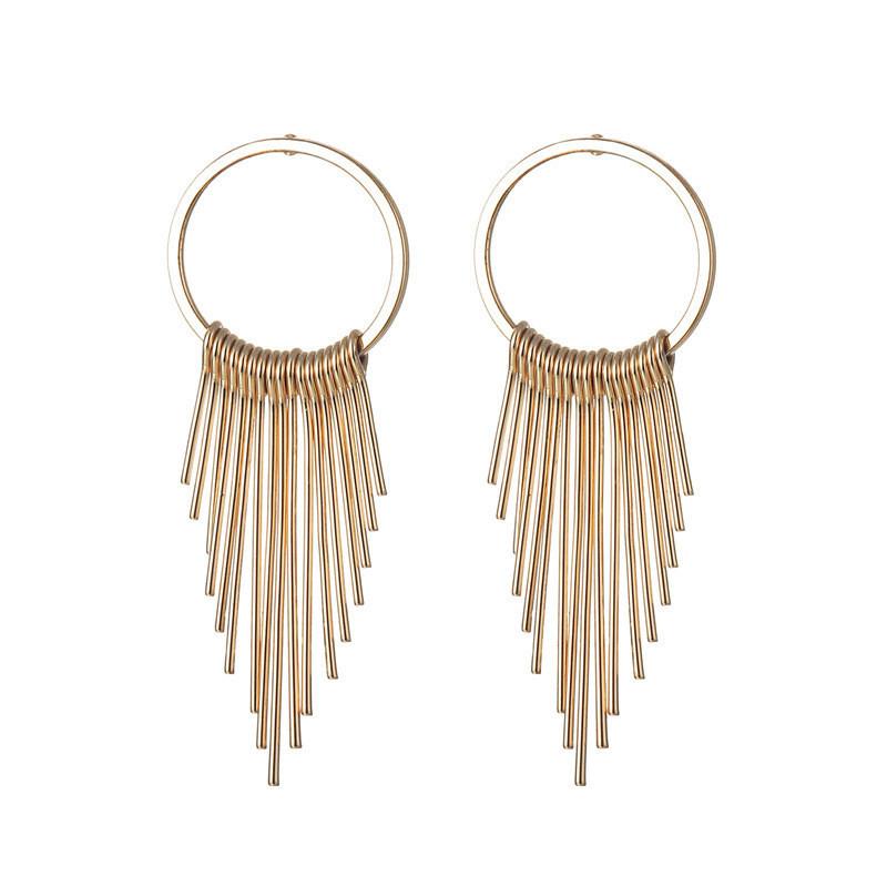 Trendy Western Style Alloy Tassel Dangle Earrings Golden And Silver Colors