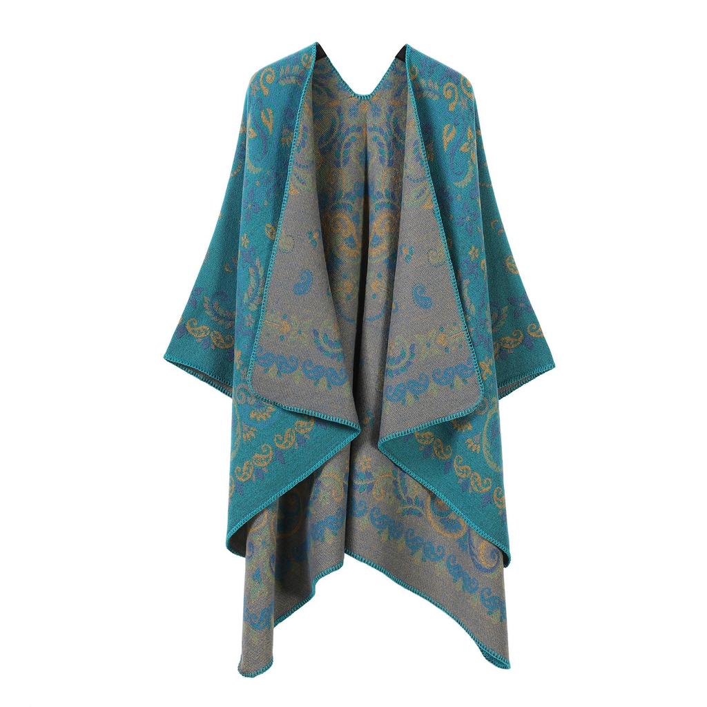 In-Stock Women's Double-Sided Tassel Shawl Cape - Classic Style, High-End, Warm, Perfect for Travel.