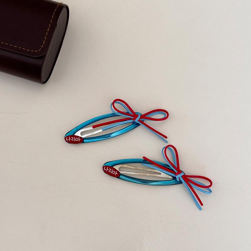 Color-blocking Bow Hair Clips, Cute Bangs, Side Broken Hair Clips, Headwear Clips, Children's Hair Accessories