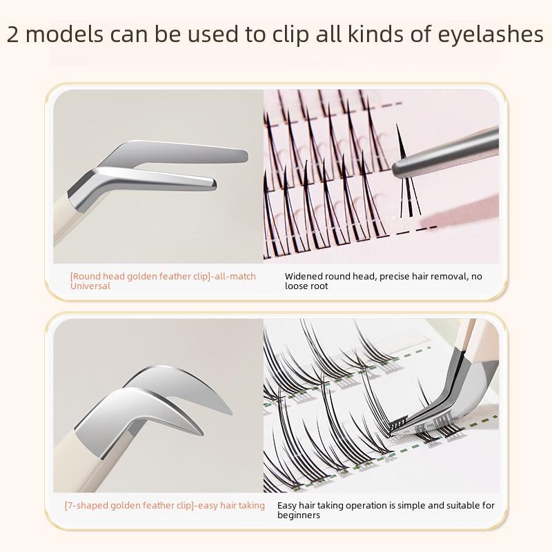 BQI High-Precision Gold Feather Eyelash Tweezers for False Lash Application