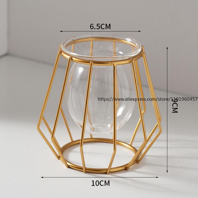 Light Luxury Home Decorative Hydroponic Vase for Office Desktop, Green Plant Container for Table Decoration