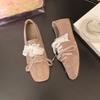 Fashion Elegant Lace Square Head Casual Mary Jane Shoes Women's Spring 2025 New Shallow Mouth Comfortable Flat Ballet Style Single Shoes