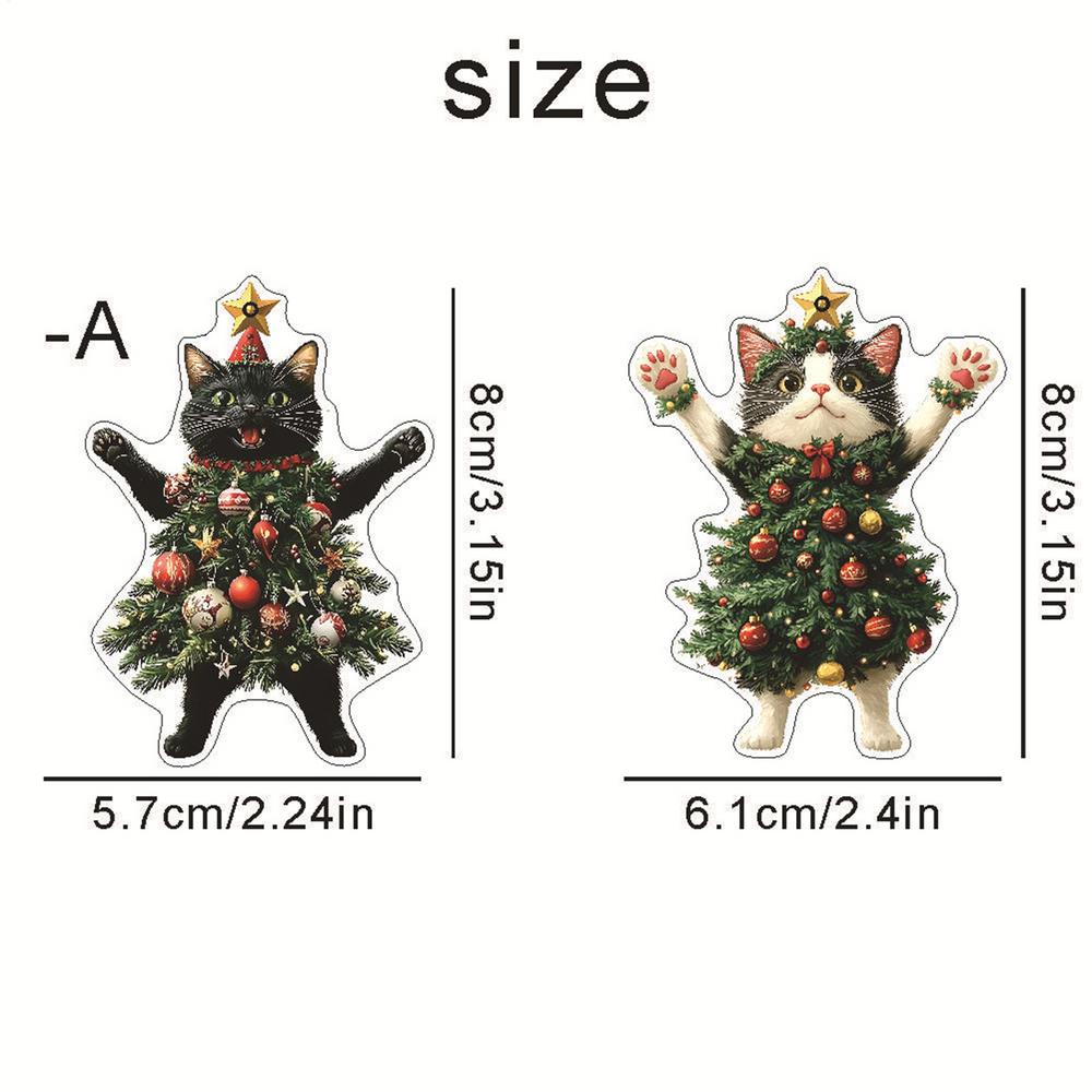 

Cat Ornaments for Christmas Tree Cat Decor Tree Ornaments Door Sign 2 Pieces 2D Acrylic Bag Charm Christmas зелений