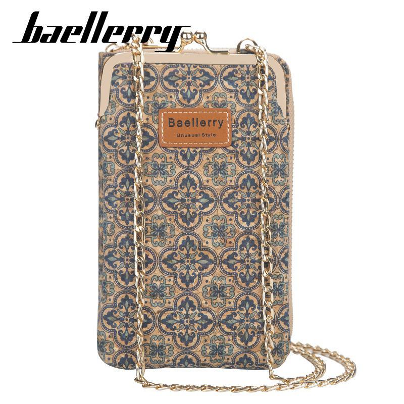 Baellerry Women's Large Capacity Crossbody Wallet - Fashion Wood Grain, Multi-Card Slot, Phone Bag, Korean Style