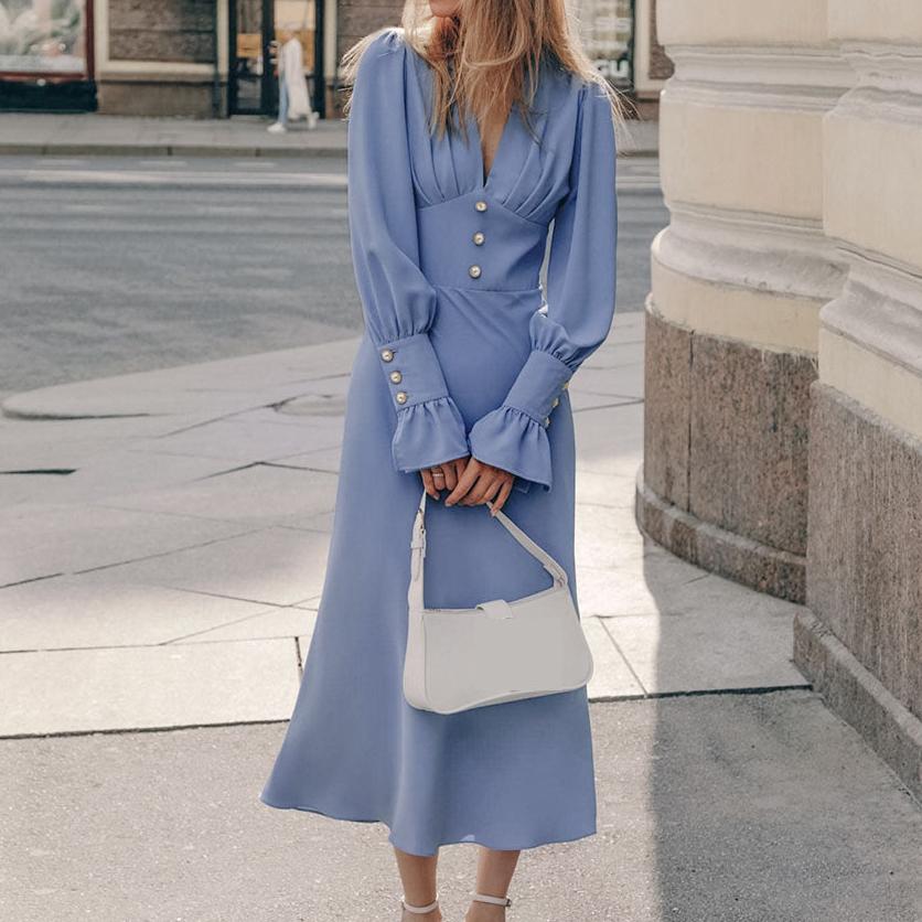 Fashionable Design V-Neck Slim Fit Women's French Chiffon A-Line Dress Cross-Border Women's Spring Summer Hot-Selling Skirt