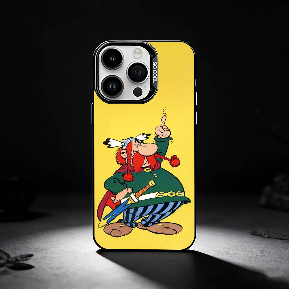 A-Asterix C-Cartoon O-Obelix Handyhülle Für iPhone 17,16,15,14,13,12,11 Plus,Pro Max,XS,Farbige silberne Handyhülle