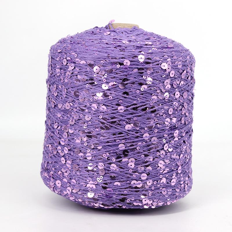 Hand-Knitted Bright Cotton Yarn with Sequins, 3MM+6MM, Combed and Fancy