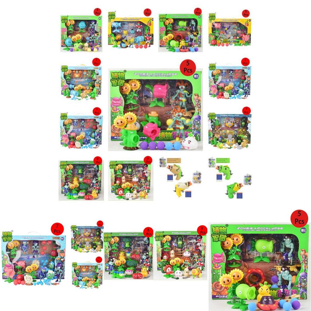 Plants Vs Zombie Peashooter Action Figure Dolls Set High Quality Kids Present