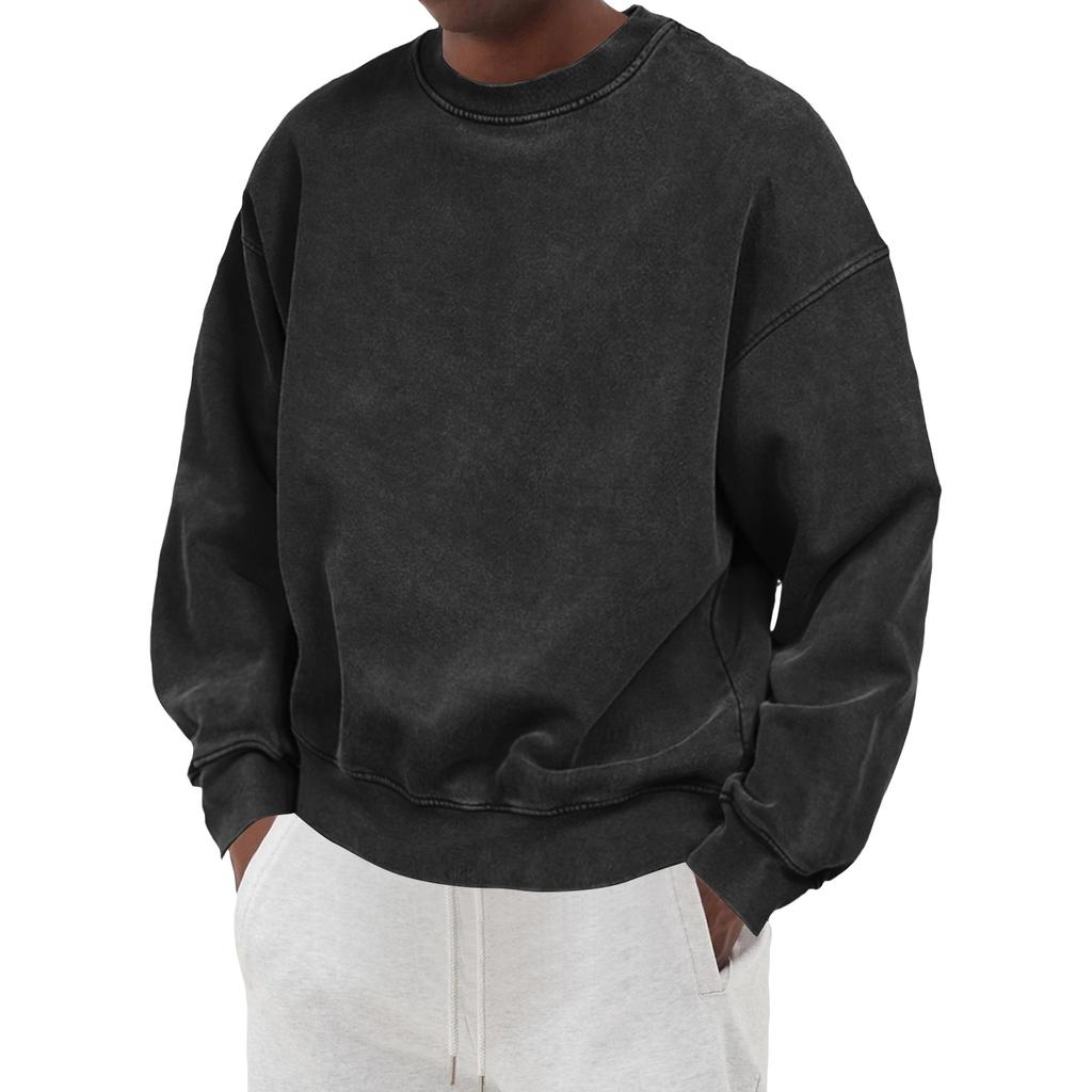 Men's Vintage Cotton Long Sleeve Round Neck Shirt Casual Daily Top