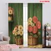 2pcs 2D Flat Printing Drapes Vintage Floral Daisy Arrangement Digital Printed Polyester Drapes All Season Party & Holiday Decor