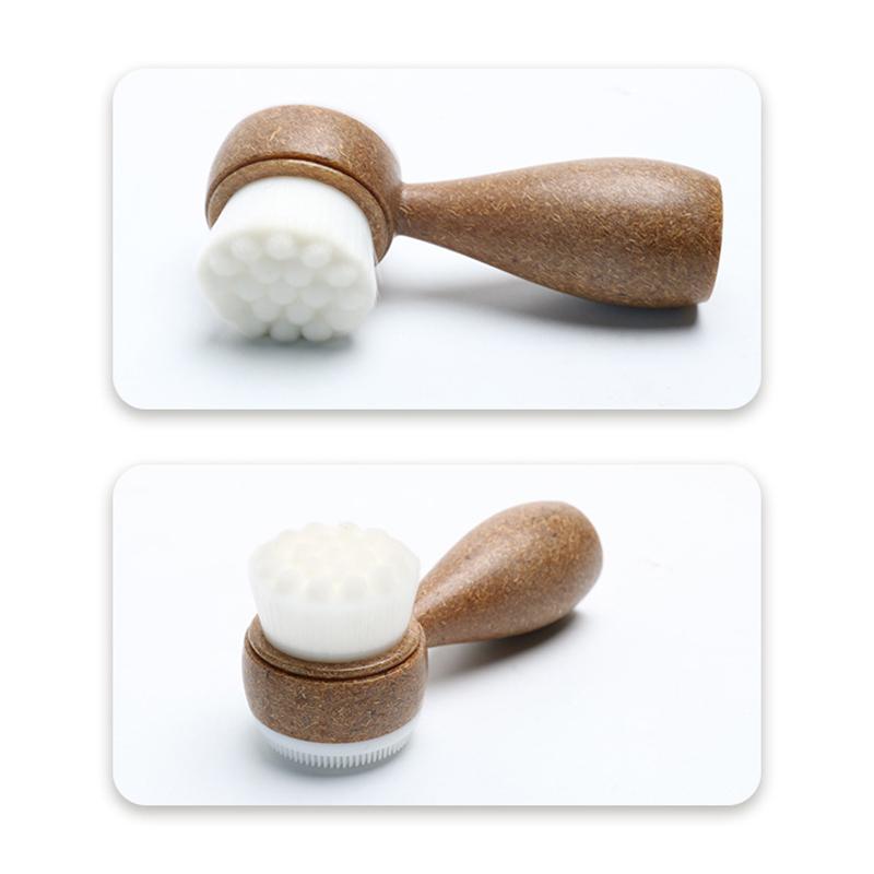 Coconut Shred Handle Facial Brush Double Sided Facial Cleanser Blackhead Removing Pore Cleaner Exfoliating Facial Brush