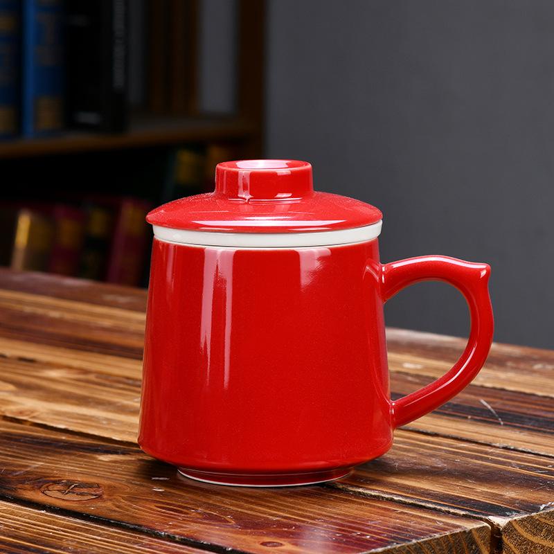 Ceramic Water Cup Teacup With Lid Office Cup Gift Box White Porcelain Cup With Filter Liner Gift