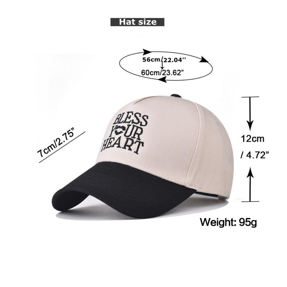 Trend Wide Brim Baseball Hat Casual Adjustable Baseball Cap Bless Your Heart Letter Embroidery Sun Hat Men