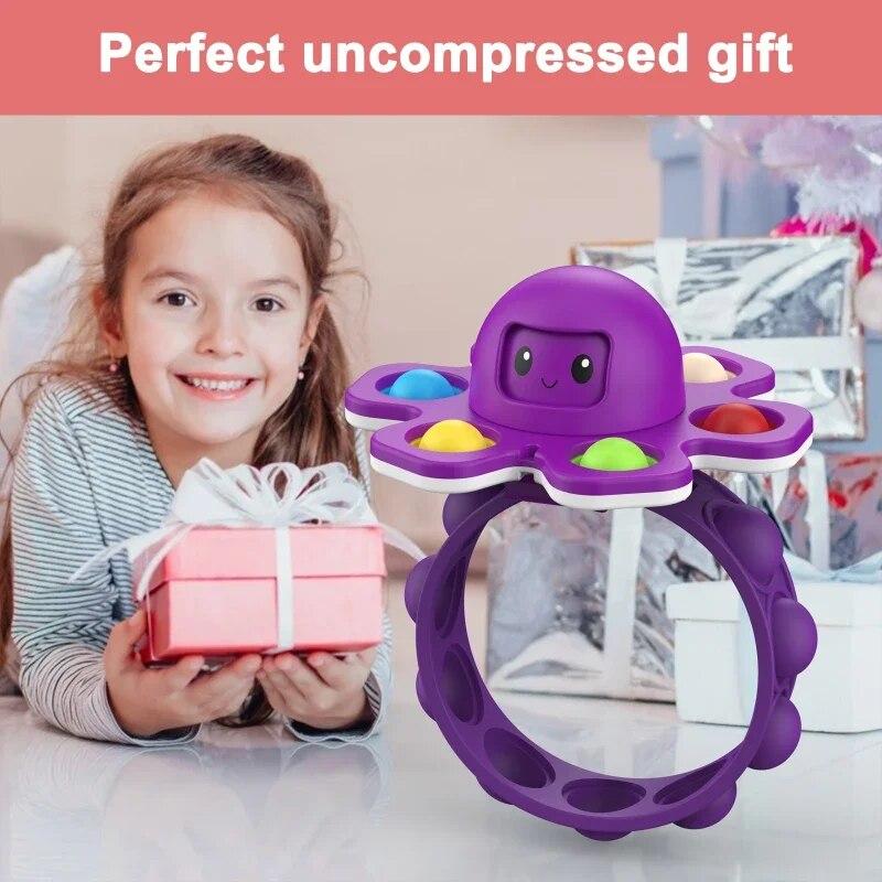 Push Bubble браслет Fidget Spinner Toys Силиконовый браслет для рук Figet Сенсорная расстегивание для детей и взрослых Браслеты в виде осьминога антистресс