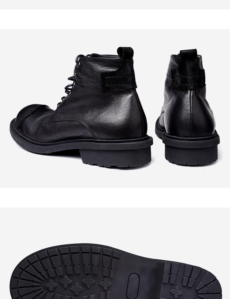 Martin Herren Echtleder Retro High-Top Knöchelboots mit japanischem Patchwork