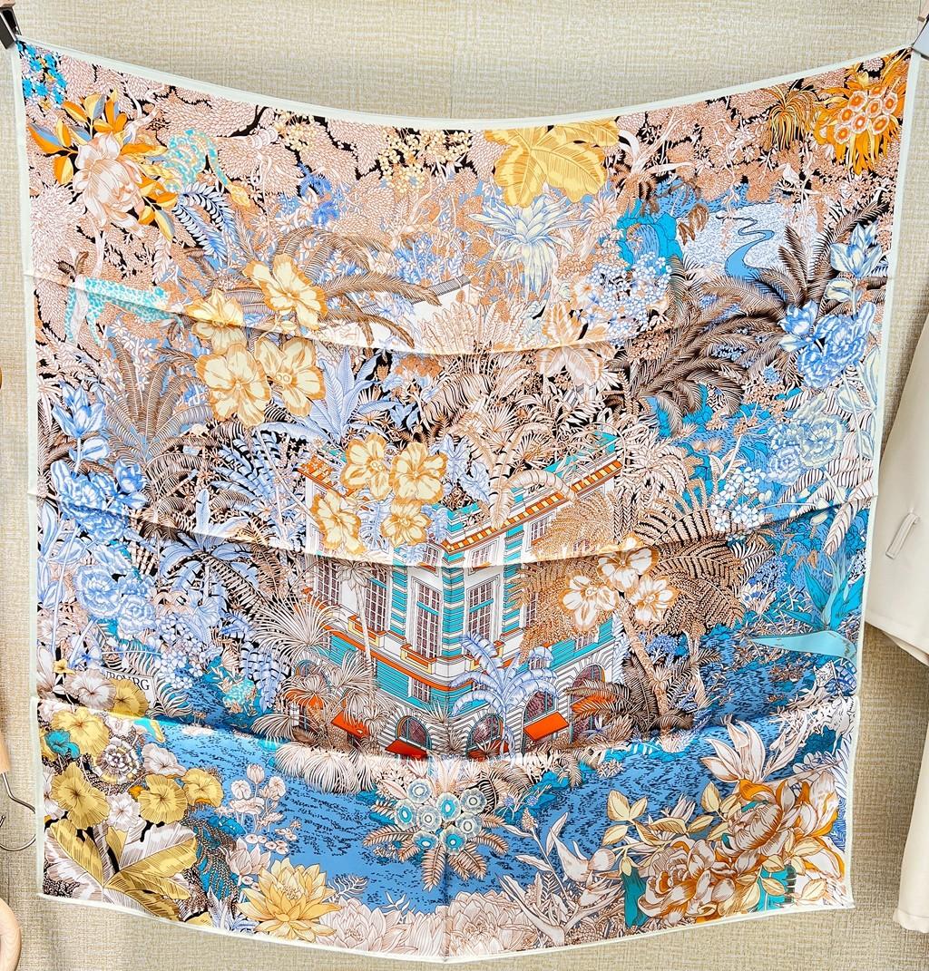 

[Tropical Rainforest Fubao] Versatile 14 Mmi Silk Plain Satin Large Square Scarf Women S Silk Scarf Scarf Shawl 88X88CM