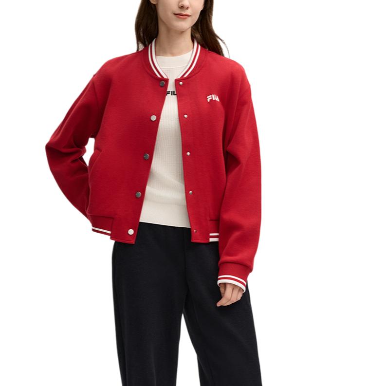 Fila Heritage Casual Comfortable Loose Warm Baseball Jacket Women Jackets Rhythm-Red F11W518508F-PK