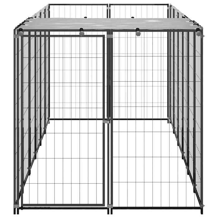 VidaXL Chenil Noir 330x110x110 cm Acier Cage pour Chien Chiots Extérieur 150782