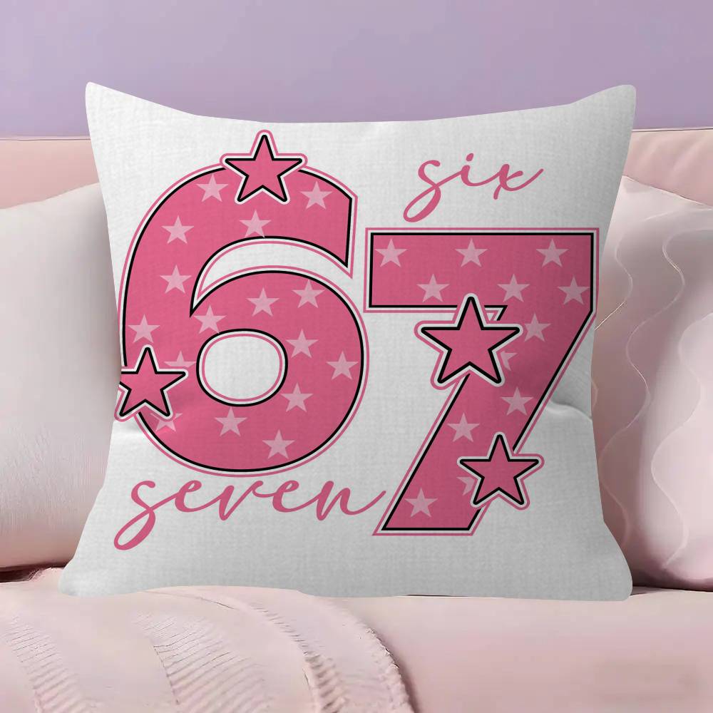 Cartoon 67 Six Seven  Cushion Cover Pillow Cover Decor Pillowcase Printed Cushion Case for Couch