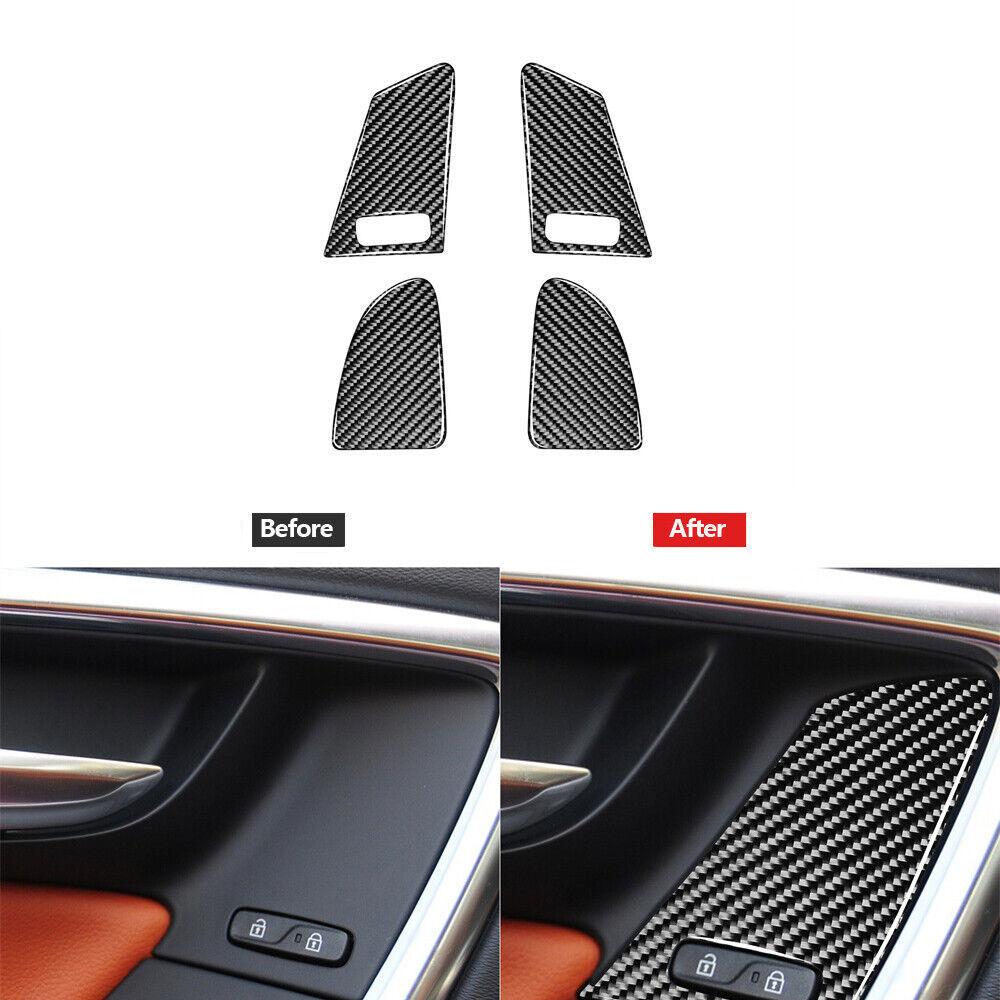4Pcs Carbon Fiber Window Switch Button Cover Trim For Volvo V60 2010-2017