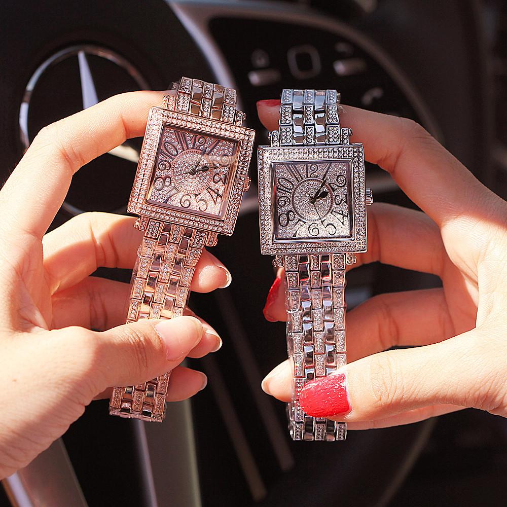 Watch Ladies Diamond Digital Square Dial Quartz Waterproof Watch Fashion Trend