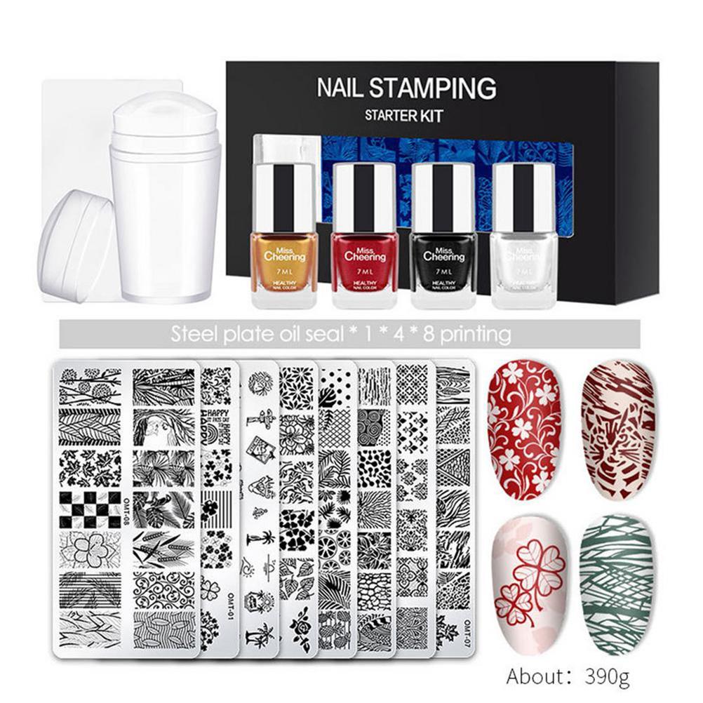 Nail Stamping Plate with Stamping Polish Stamper Scraper Nail Print Template Set Nail Printing Tools