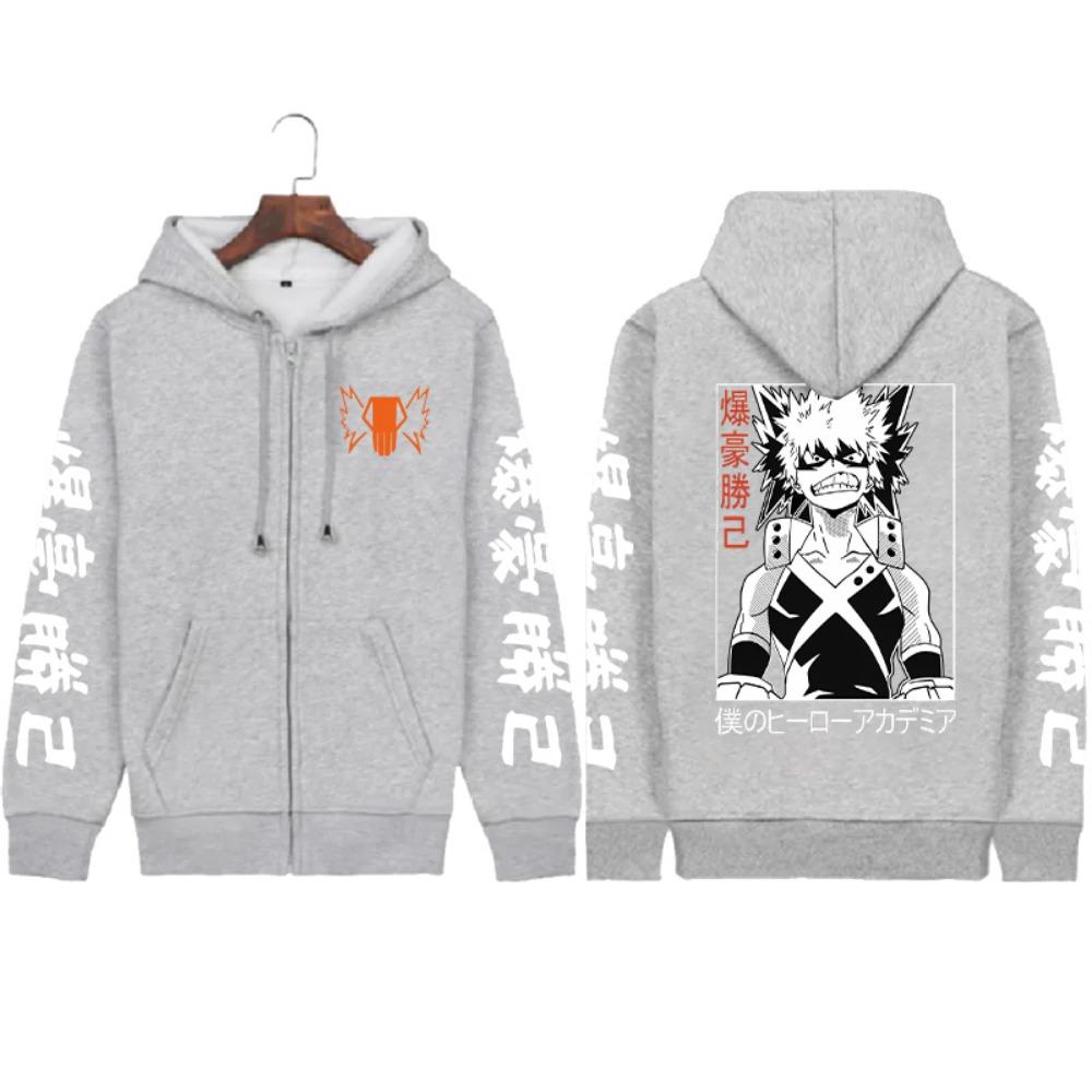 Anime Bakugo Katsuki Print Grafik Übergroßer Hoodie Harajuku Langarm Sweatshirt Schwer Spirituell Lässig Comic Sweatshirt