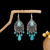 Bohemian Tassel Turquoise Earrings: Retro Ethnic Style Dangle Jewelry