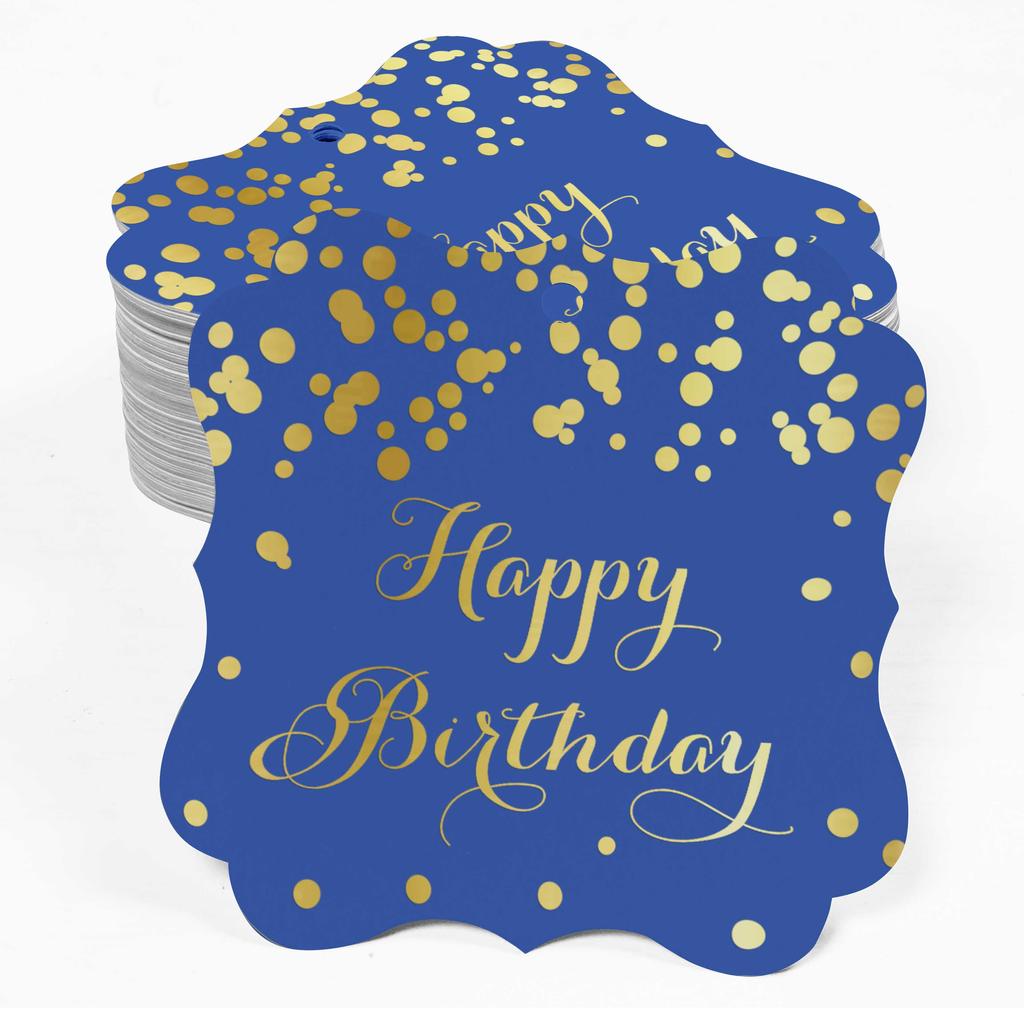 Inkdotpot Real Gold Foil Bracket Shape Paper Hang Tags Happy Birthday Favor Tags Pack Of