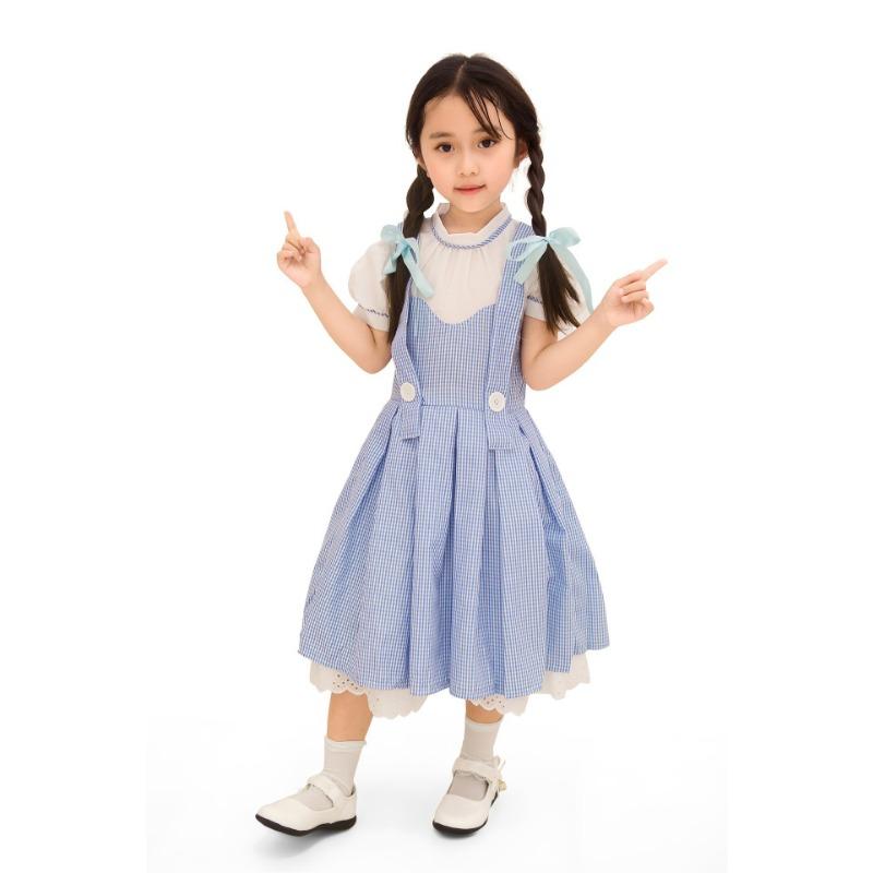 Halloween Wizard of Oz Cosplay Suit Dorothy Children Adult Blue Checked Skirt Pastoral