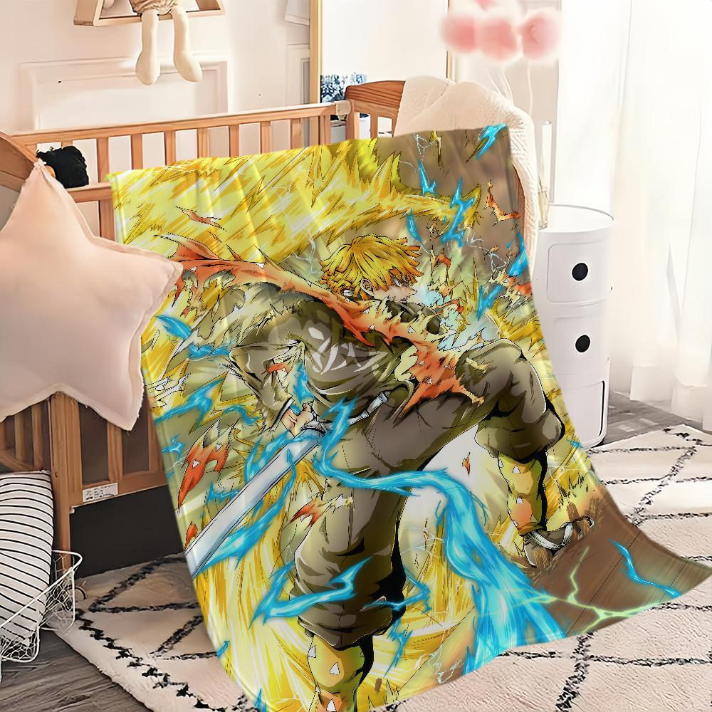 fanart anime cool chibi Z-Zenitsu A-Agatsuma Flannel warm soft plush blanket for sofa living room hogar bedroom travel gift home