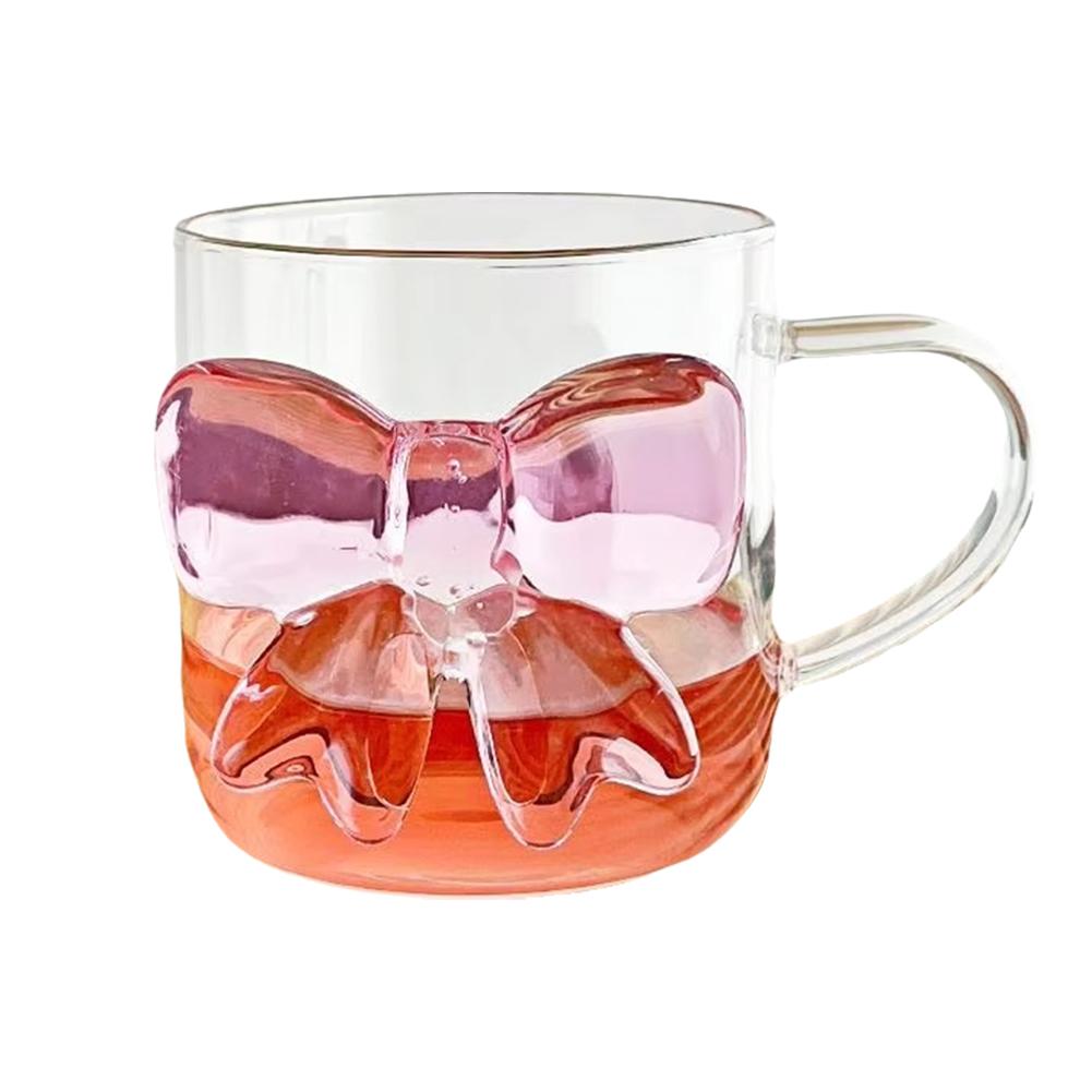 1 Piece 13oz 400ml Ceative Transparent Glass Cup With For Besties Lovely Decor Pink Girl Coffee F6K1