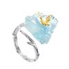 Adjustable Aquamarine Butterfly Ring with Big Gemstones Natural Stone Finger Jewelry Accessory for Elegant Women