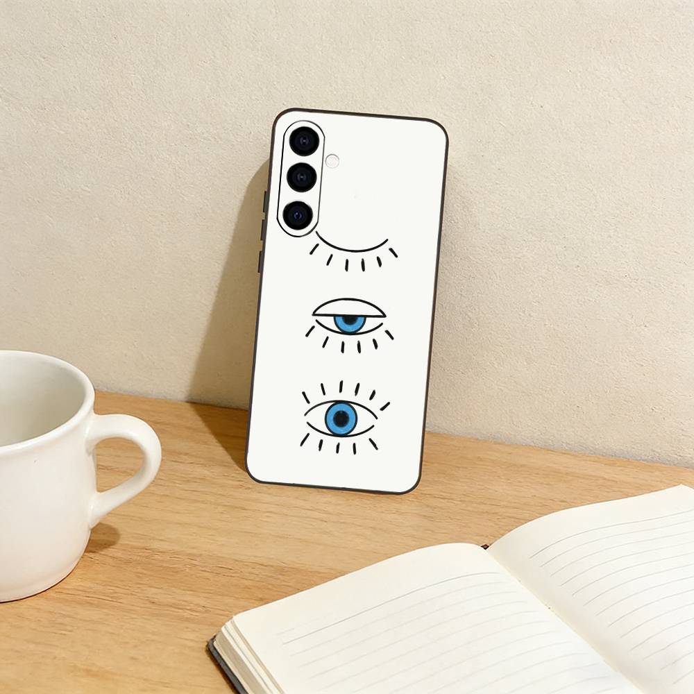 Lucky Eye Blue Evil Eye Print Phone Case For Samsung Galaxy A73,A72,A71,A70,A53,A52,A51,Others Soft Black Cover