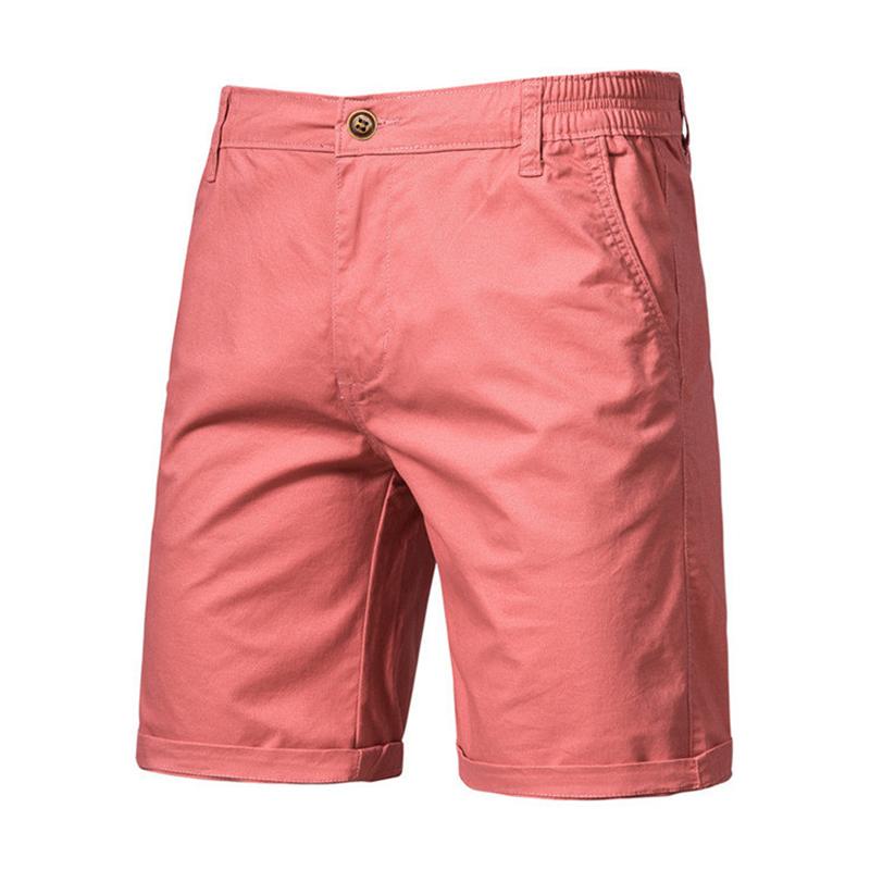 Summer Men's Shorts Straight Fit Knee-Length Short Suit Pant Solid Black Khaki Clothing Student Thin Colors Casual Shorts Man